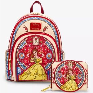Loungefly Beauty and the Beast Belle Stained Glass Portrait Mini Backpack Set